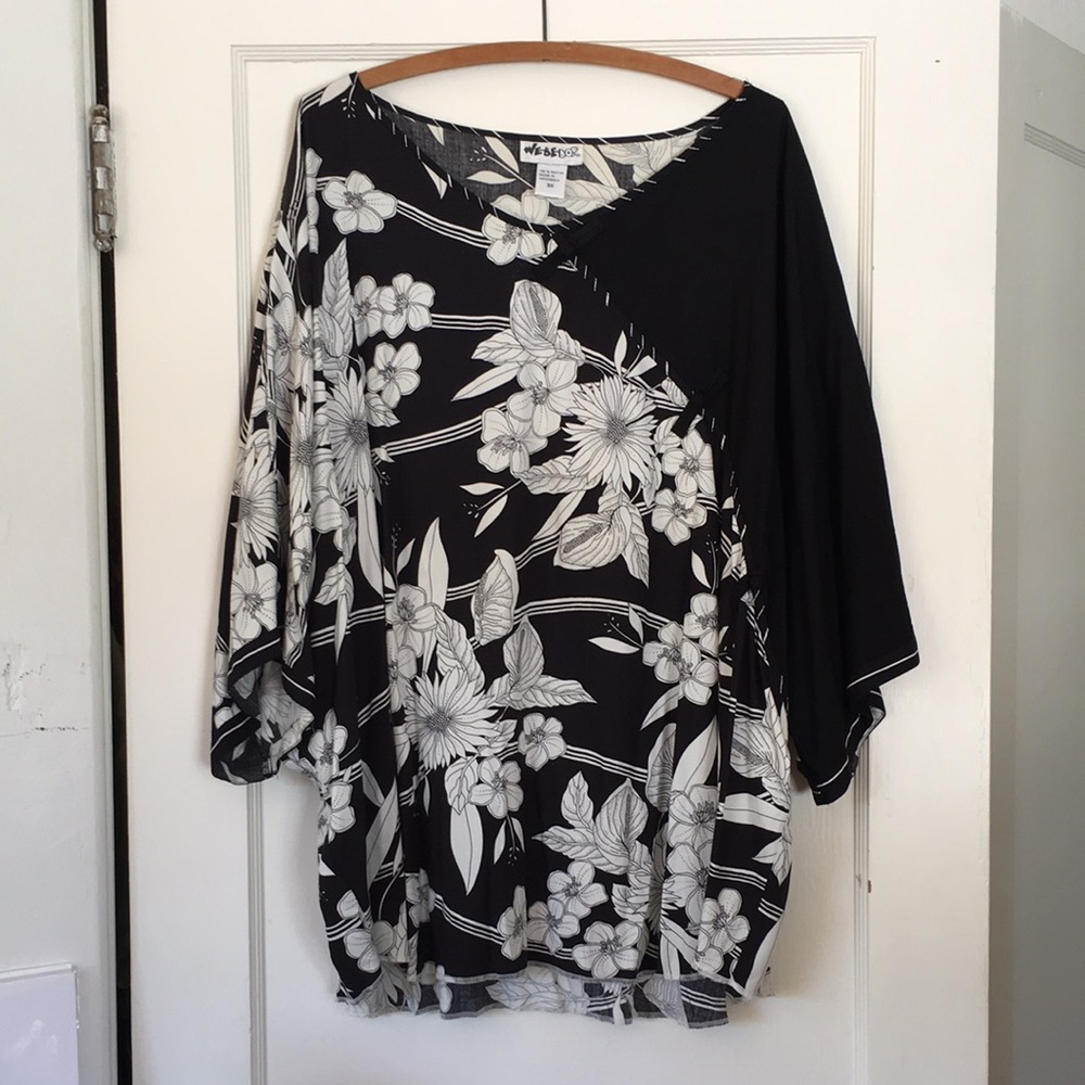 We Be Bop Lightweight Rayon Black and White T-shirt